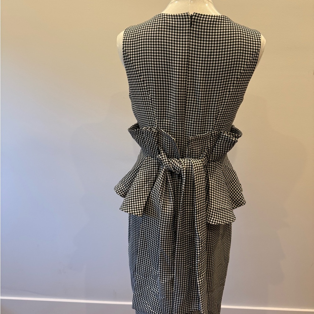 Black and White Gingham Peplum Dress - Picture 2 of 3